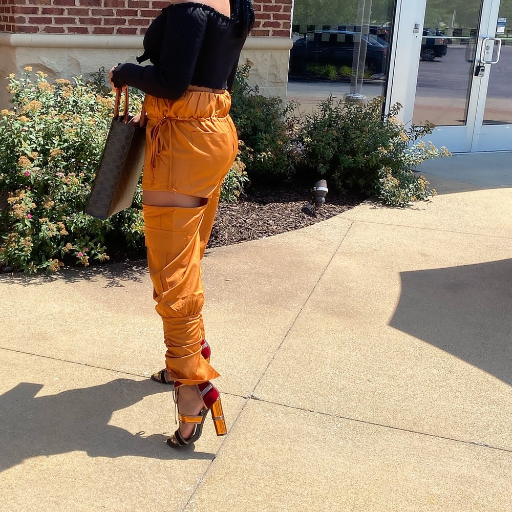 High waisted wrap pants